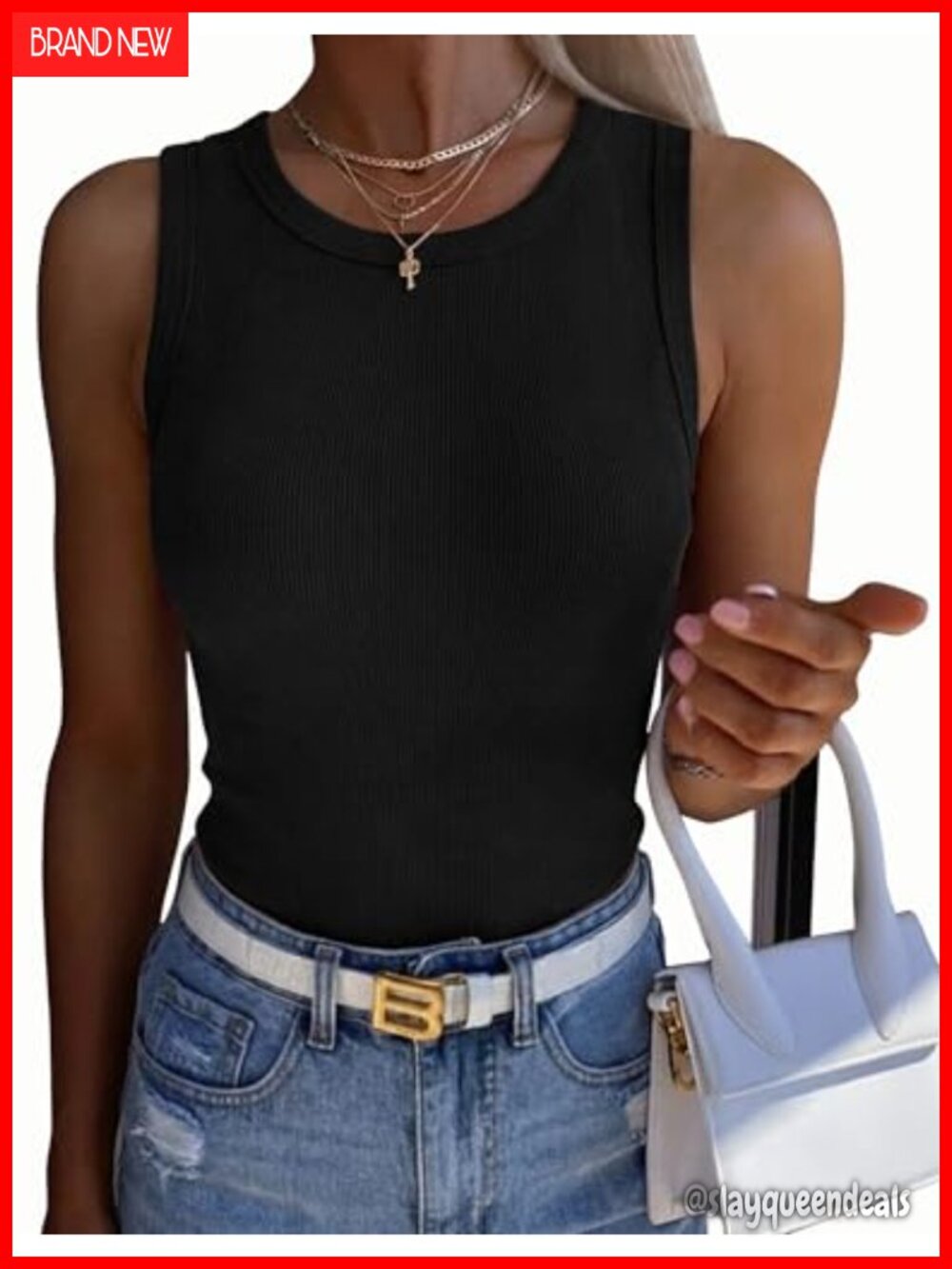 Zeagoo Ribbed Tank Top Sleeveless Crewneck Slim Fit Casual Summer Basic Top
